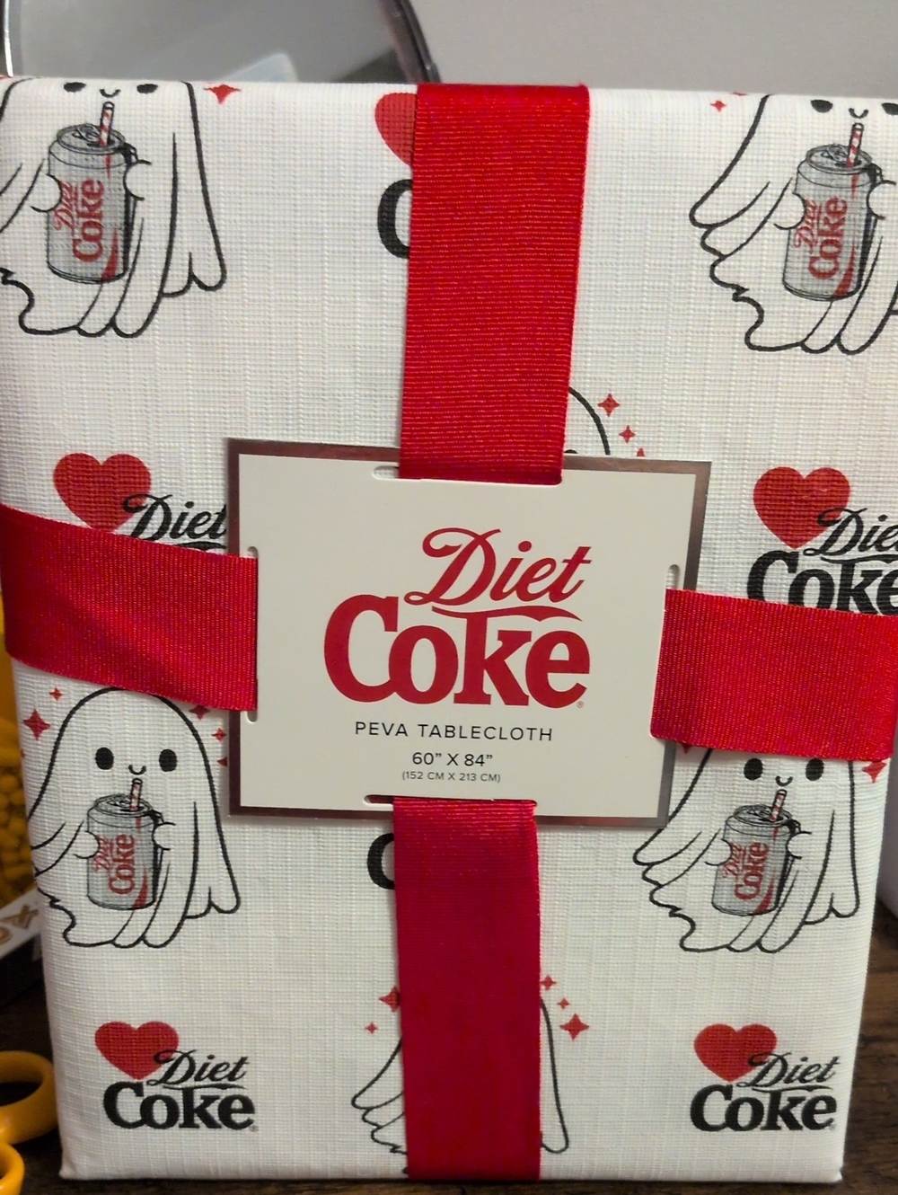 DIET COKE With GHOST Red & White PEVA Tablecloth - Brand 60x84